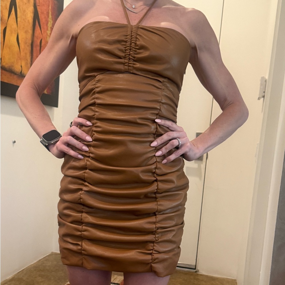 Lovers + Friends Faux Leather Nikki Mini Dress